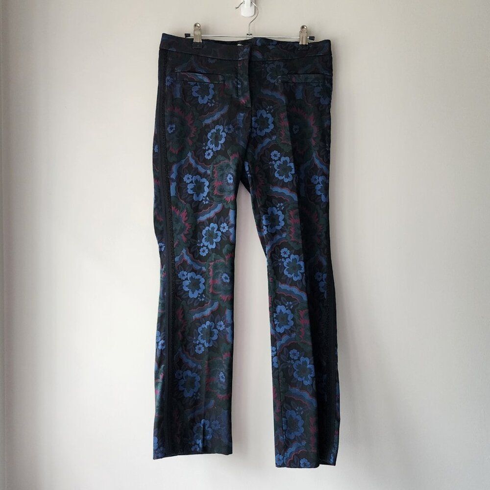 Cambio Straight Leg Ankle Dress Pants | Size 8 | Floral Jacquard Unique Like New